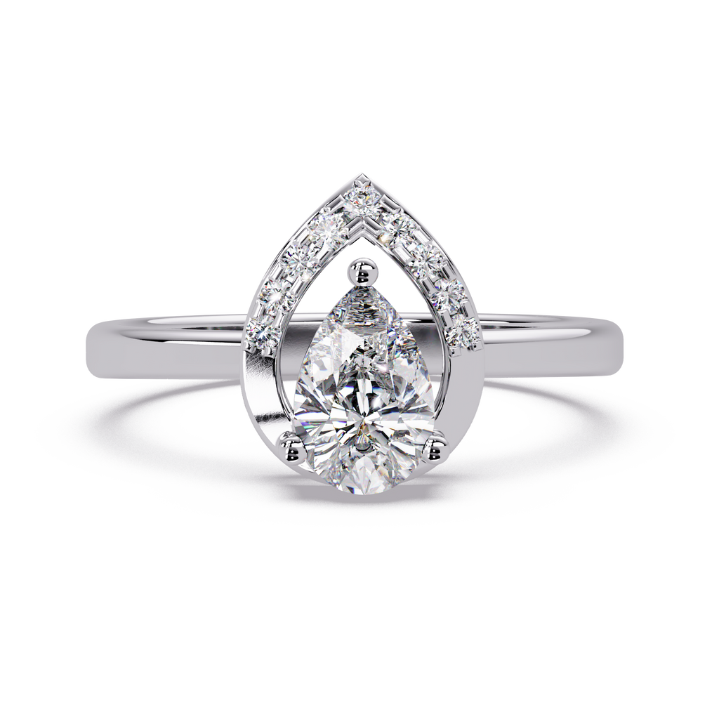 Pear & Round Cut Diamond Ladies Ring