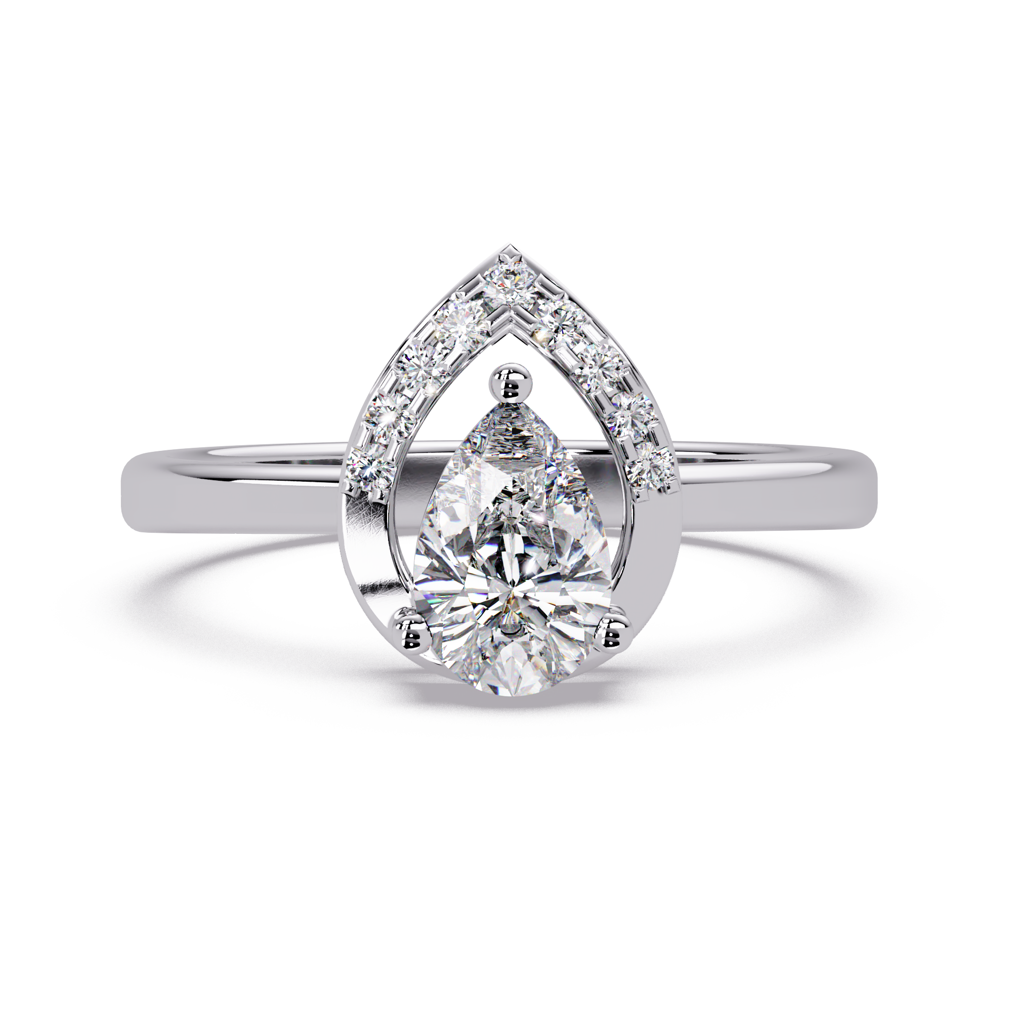 Pear & Round Cut Diamond Ladies Ring