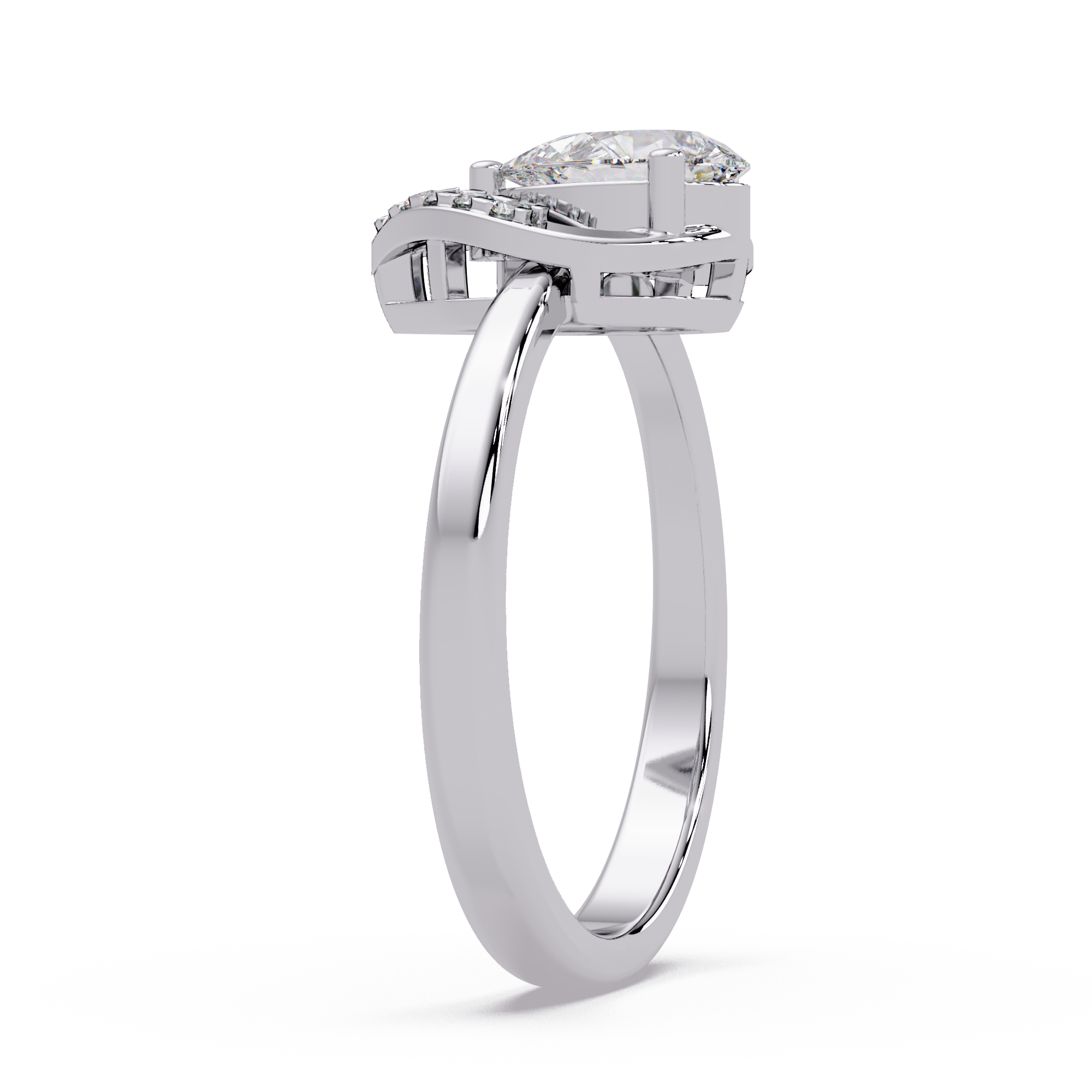 Pear & Round Cut Diamond Ladies Ring