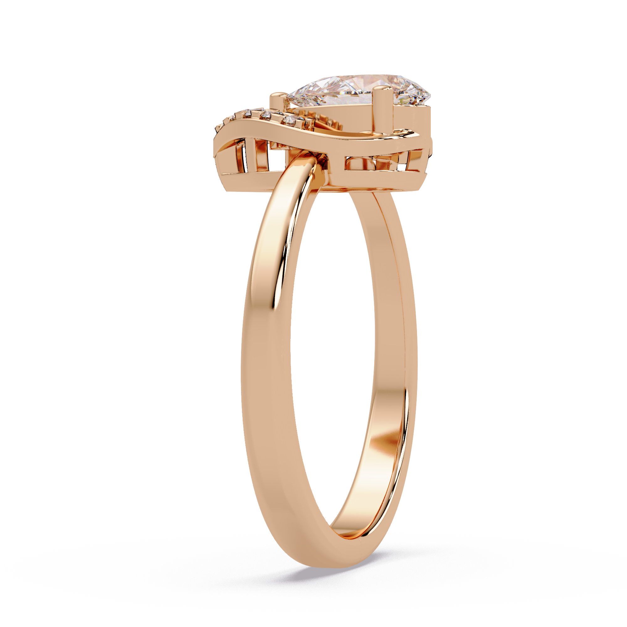 Pear & Round Cut Diamond Ladies Ring