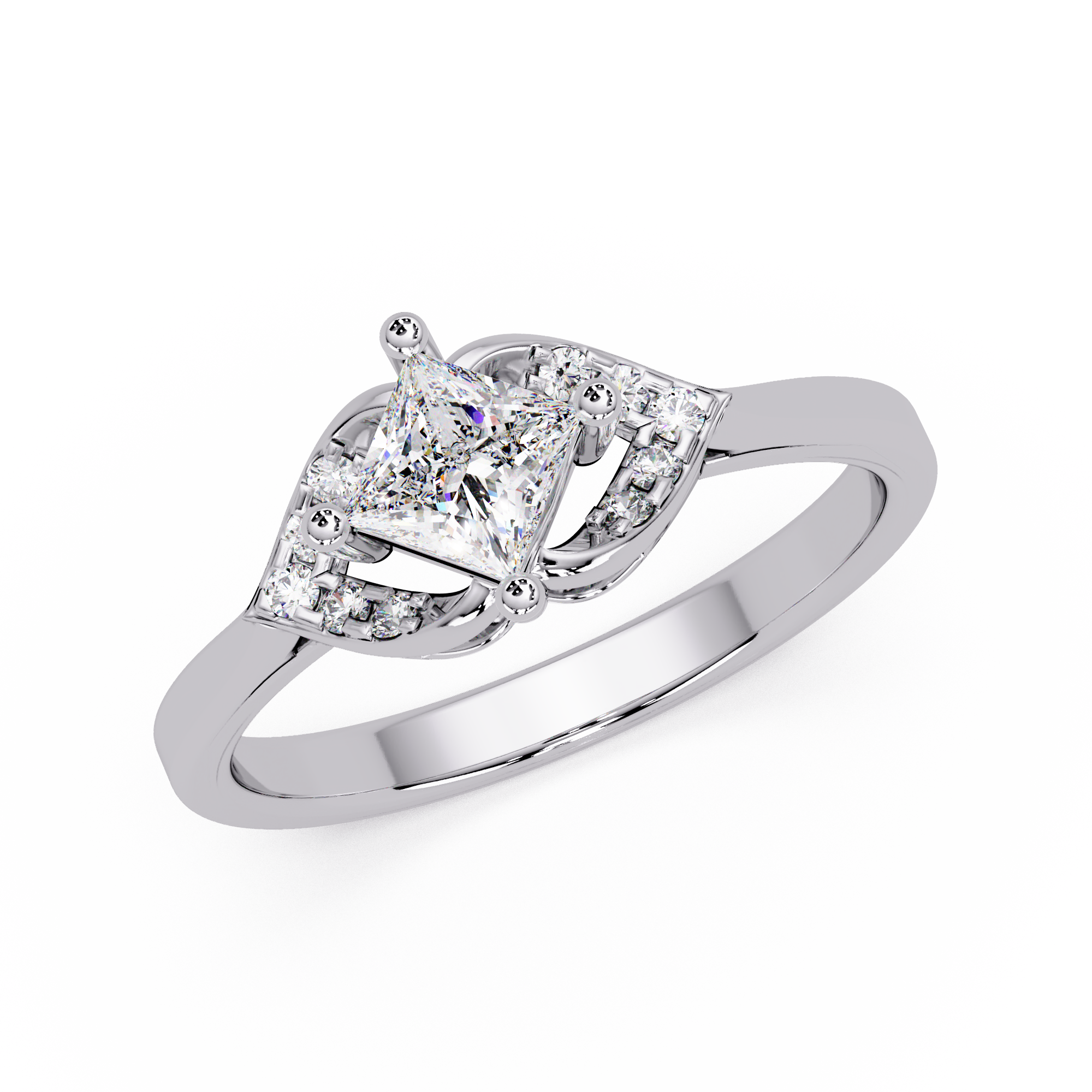 Princess & Round Cut Diamond Ladies Ring