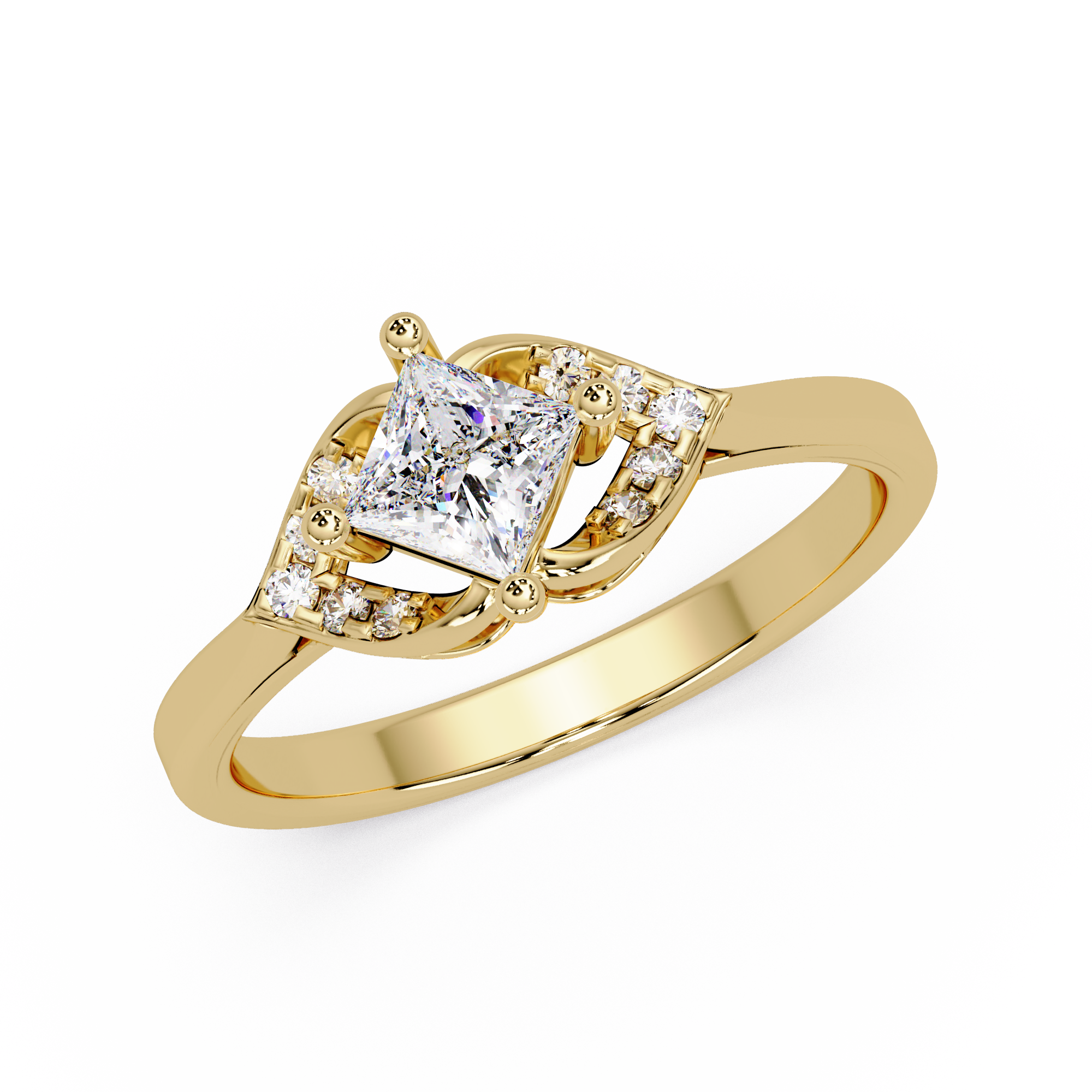 Princess & Round Cut Diamond Ladies Ring