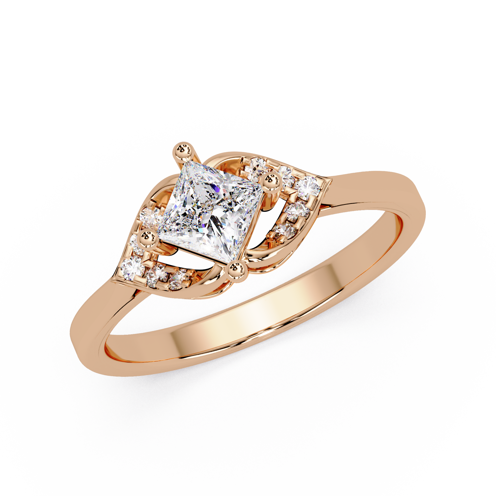 Princess & Round Cut Diamond Ladies Ring