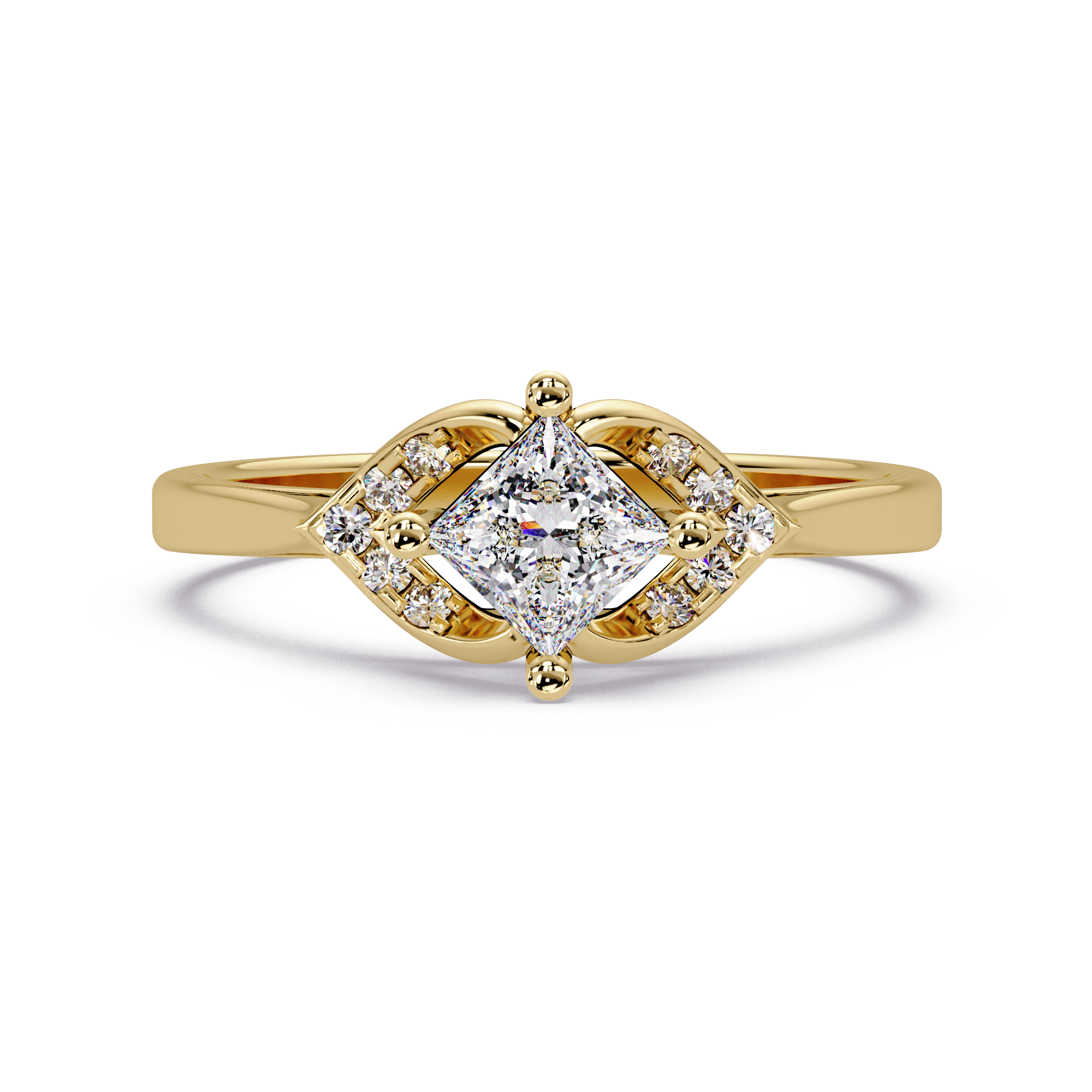 Princess & Round Cut Diamond Ladies Ring