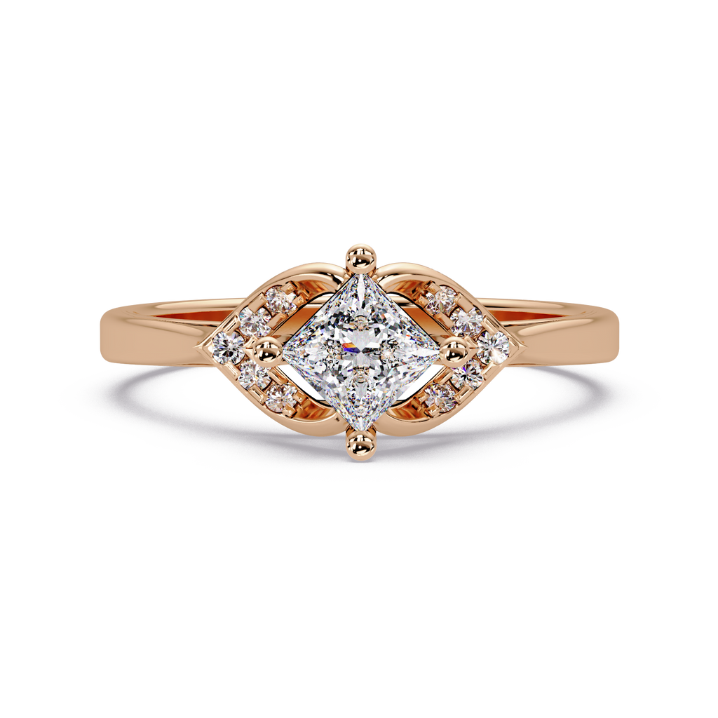 Princess & Round Cut Diamond Ladies Ring