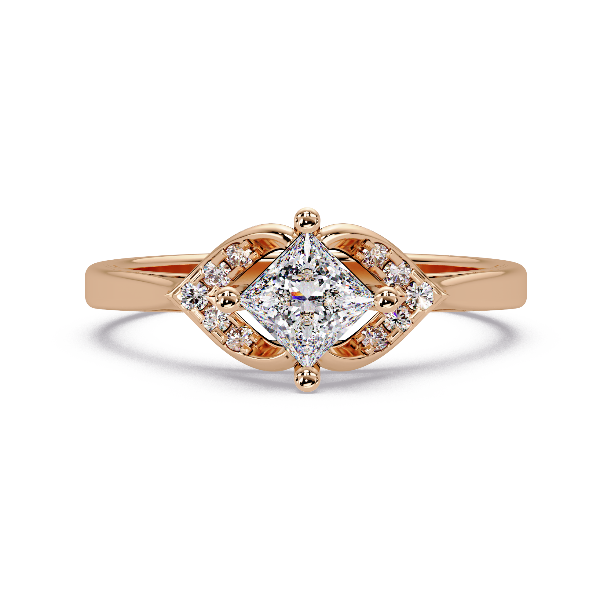Princess & Round Cut Diamond Ladies Ring