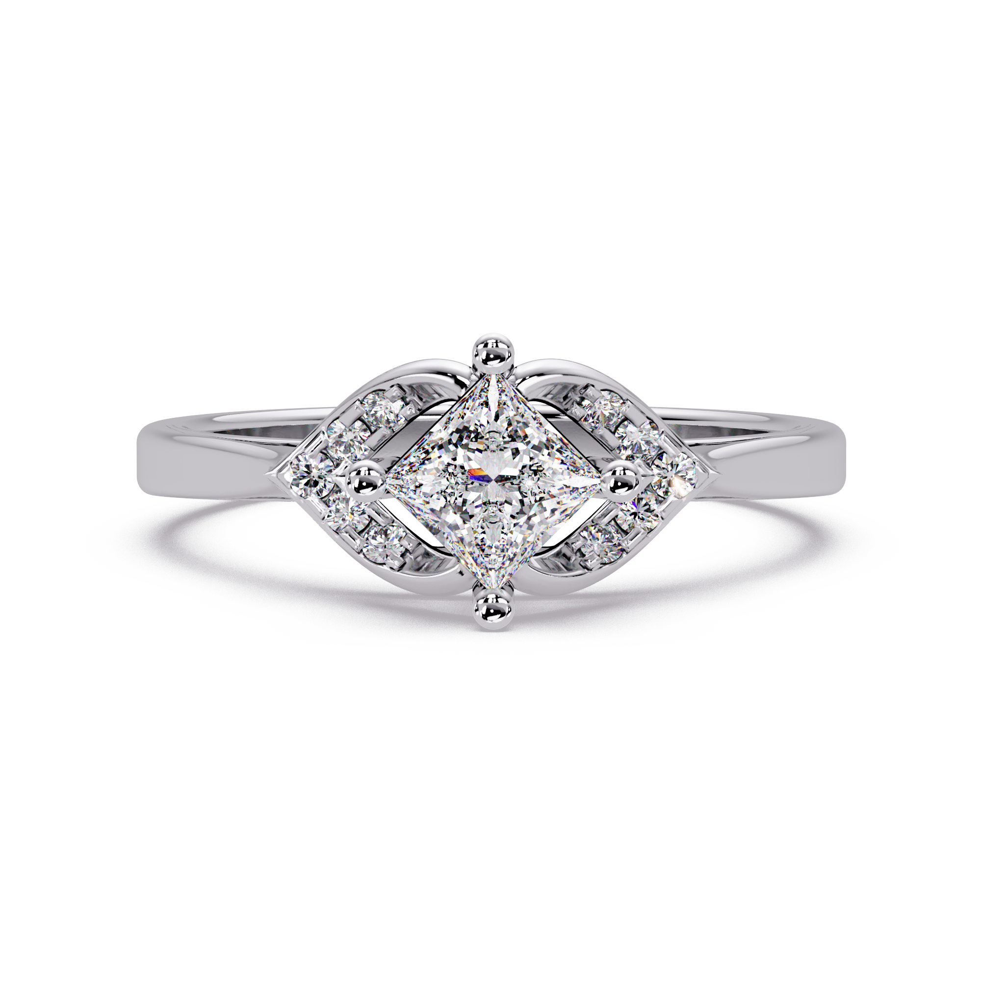Princess & Round Cut Diamond Ladies Ring