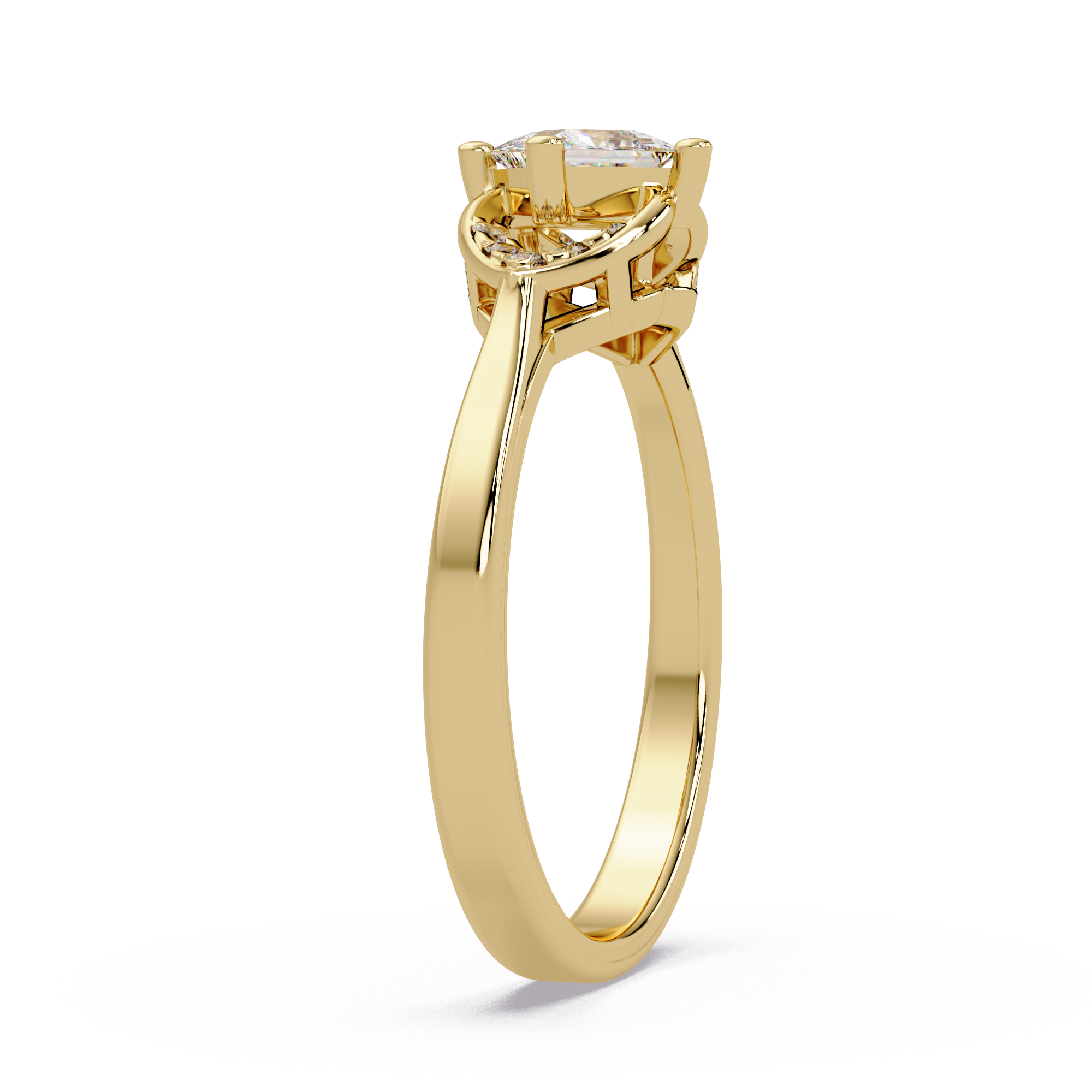 Princess & Round Cut Diamond Ladies Ring