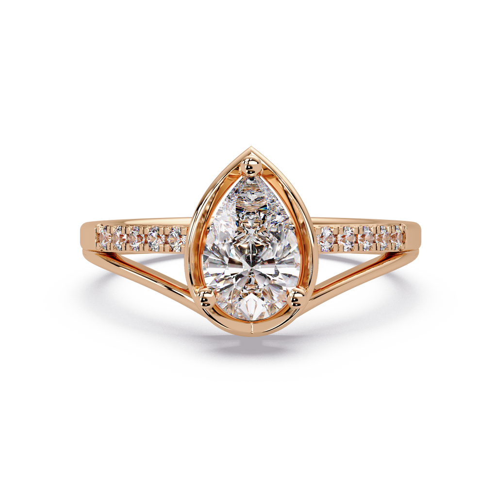 Pear & Round Cut Diamond Ladies Ring