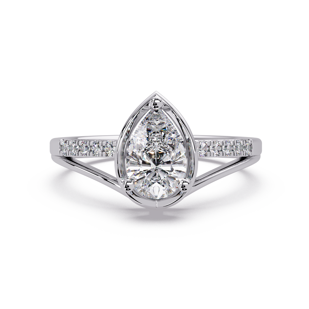 Pear & Round Cut Diamond Ladies Ring