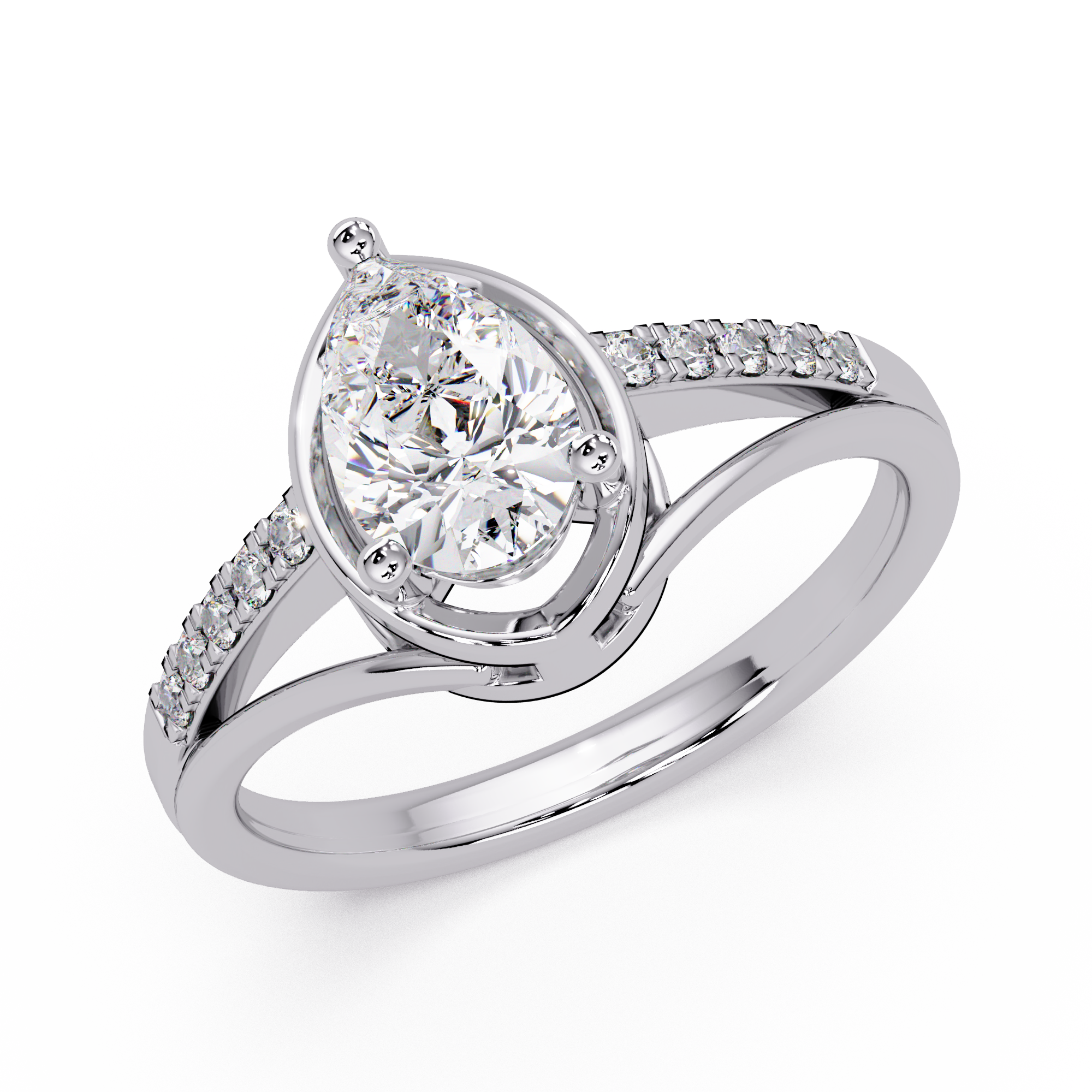 Pear & Round Cut Diamond Ladies Ring