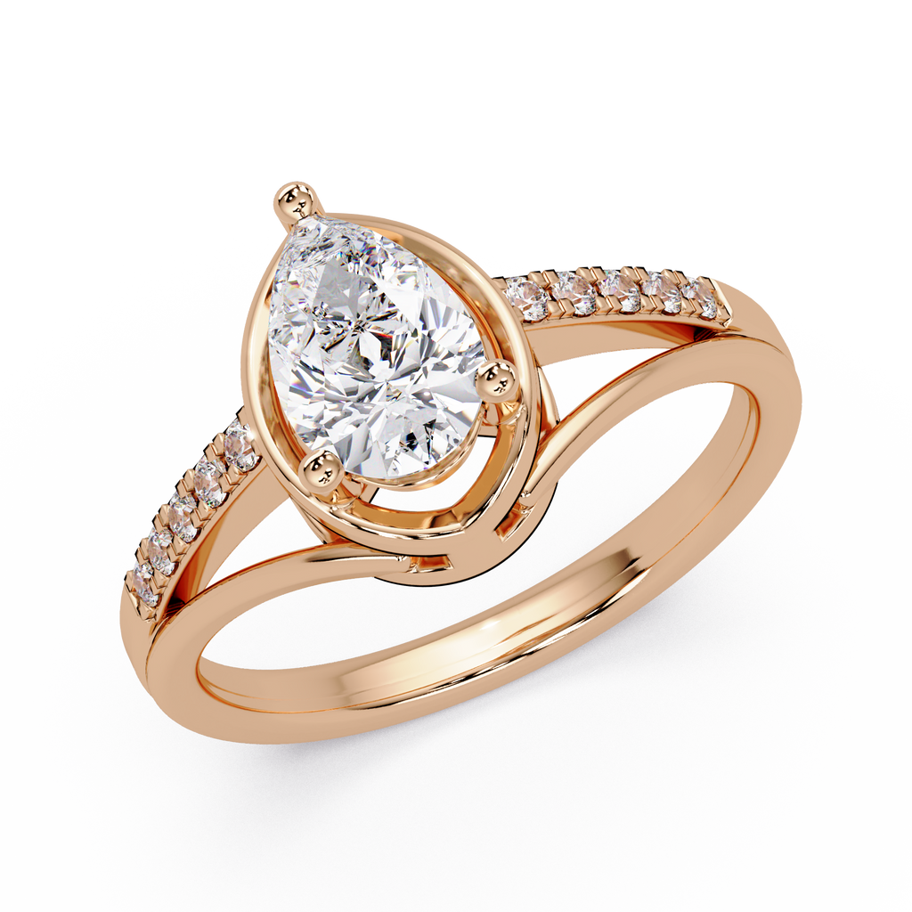Pear & Round Cut Diamond Ladies Ring
