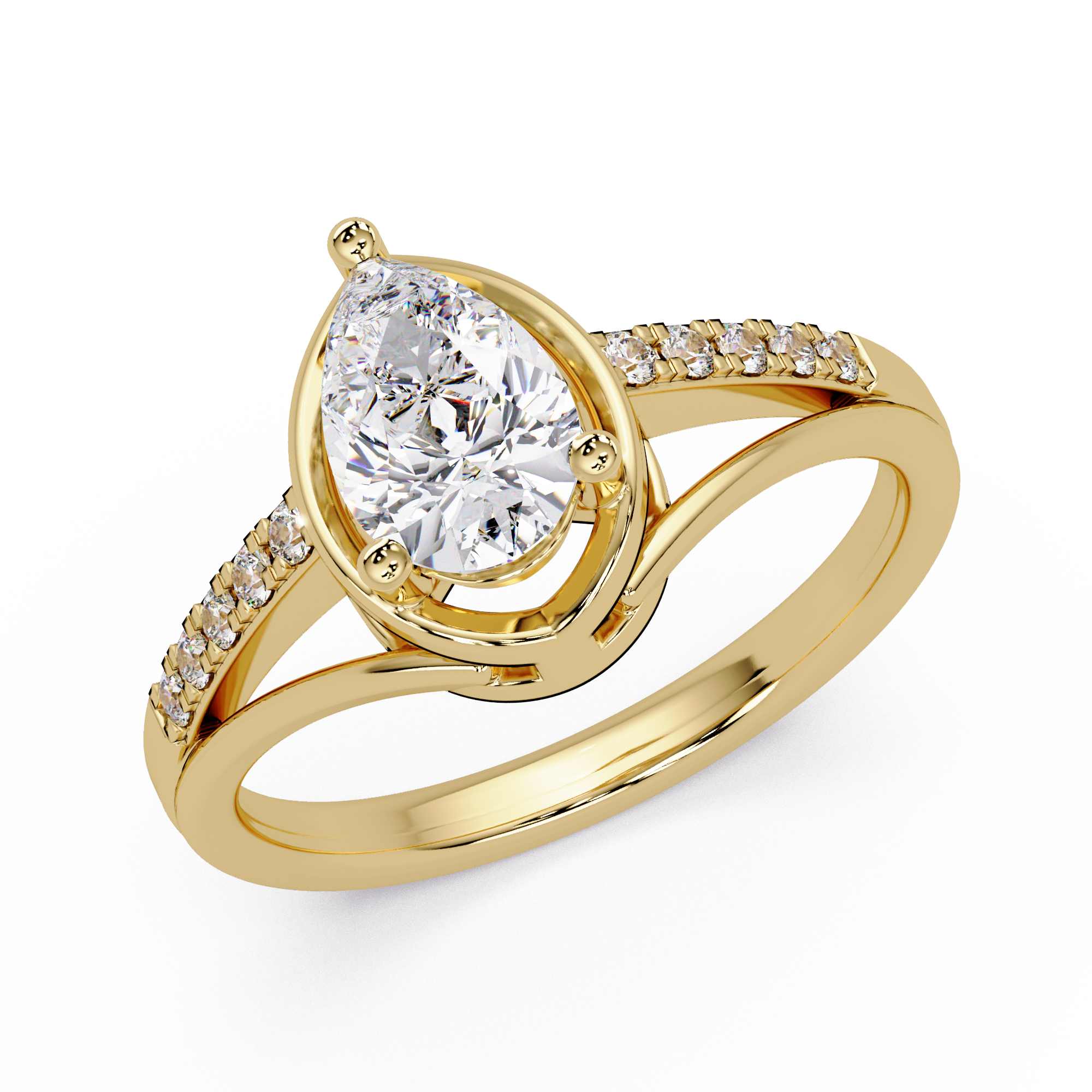 Pear & Round Cut Diamond Ladies Ring