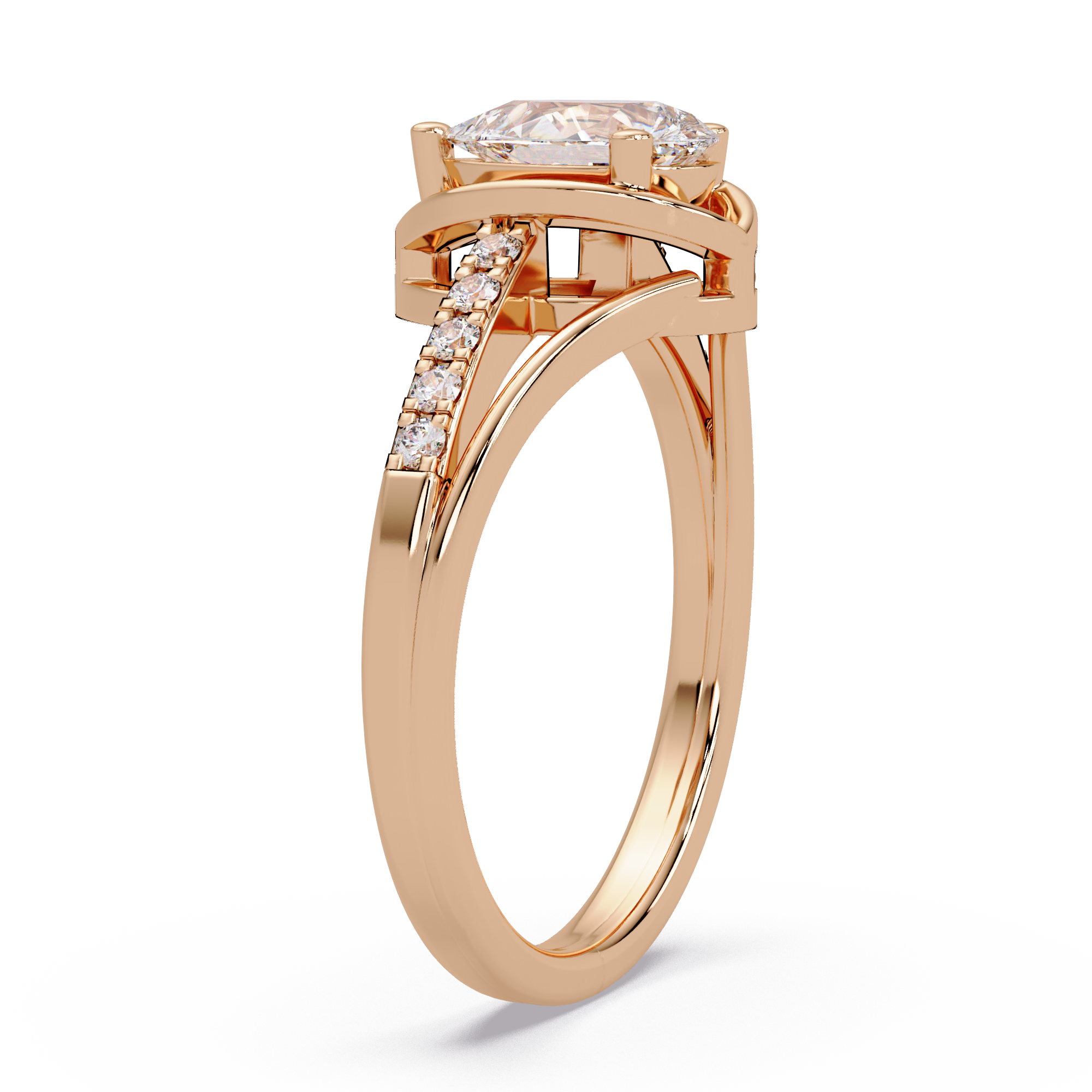 Pear & Round Cut Diamond Ladies Ring
