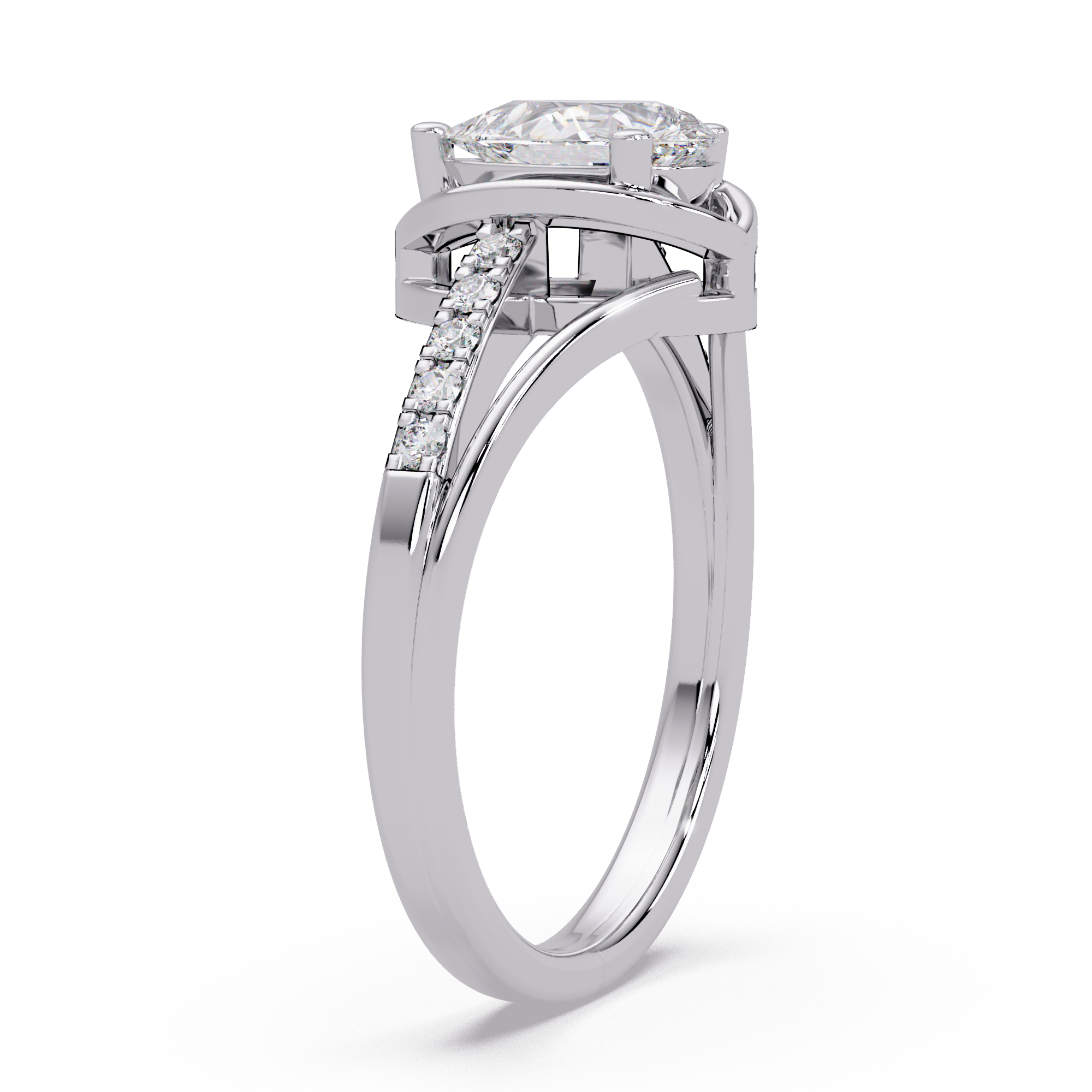 Pear & Round Cut Diamond Ladies Ring
