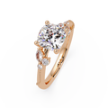 Cushion Cut Diamond Engagement Ring | Nature-Inspired Marquise & Round Accent Ring | Milgrain Solitaire Ring | Laxora