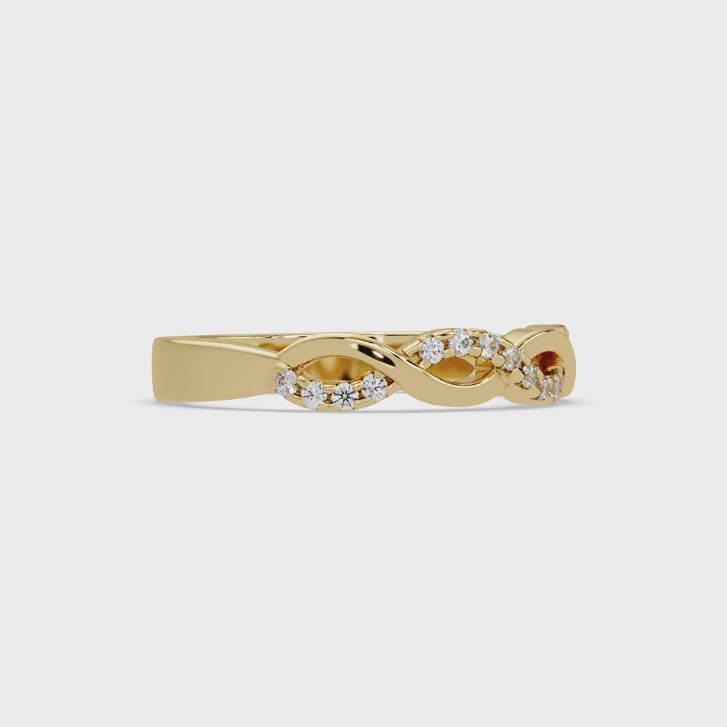 Round Cut Diamond Twisted Infinity Stackable Ring
