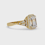 Emerald Cut Halo Diamond Engagement Ring