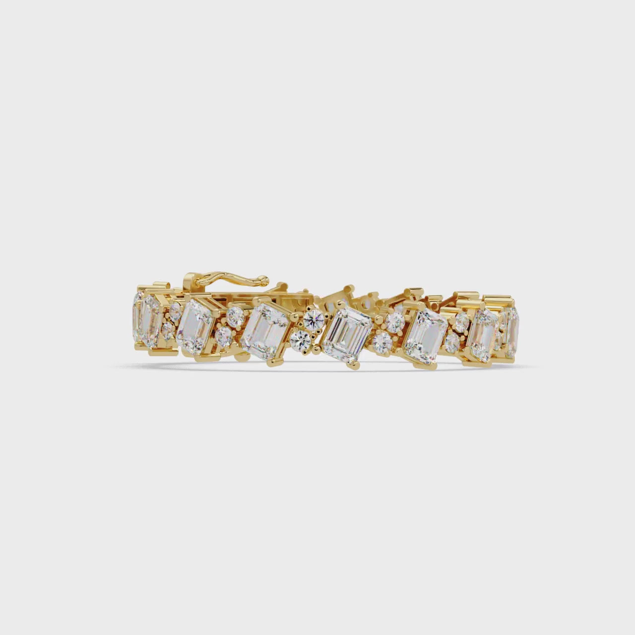 Emerald Cut & Round Diamond Tennis Bracelet for Women
