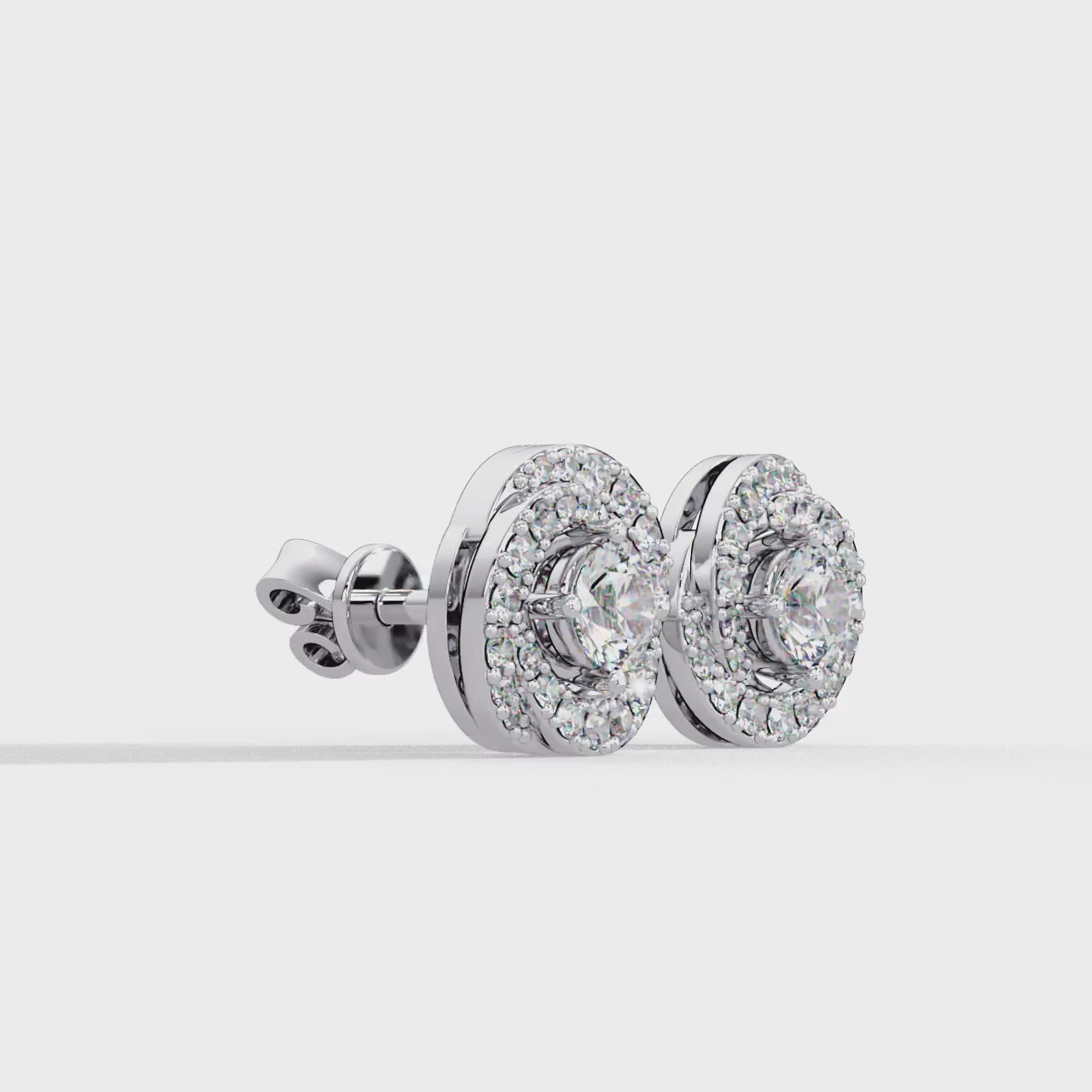 Round Brilliant Halo Diamond Stud Earrings
