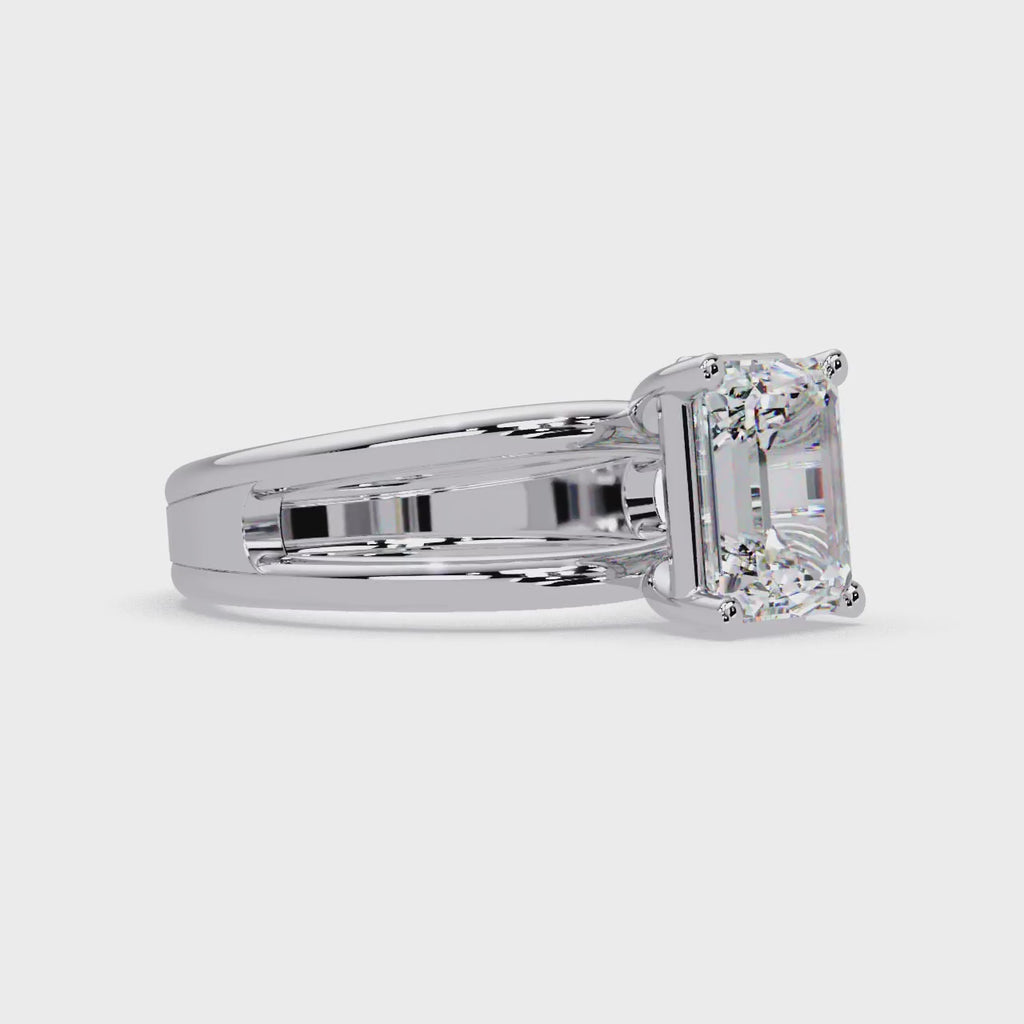 Exquisite East-West Emerald Cut Diamond Ring