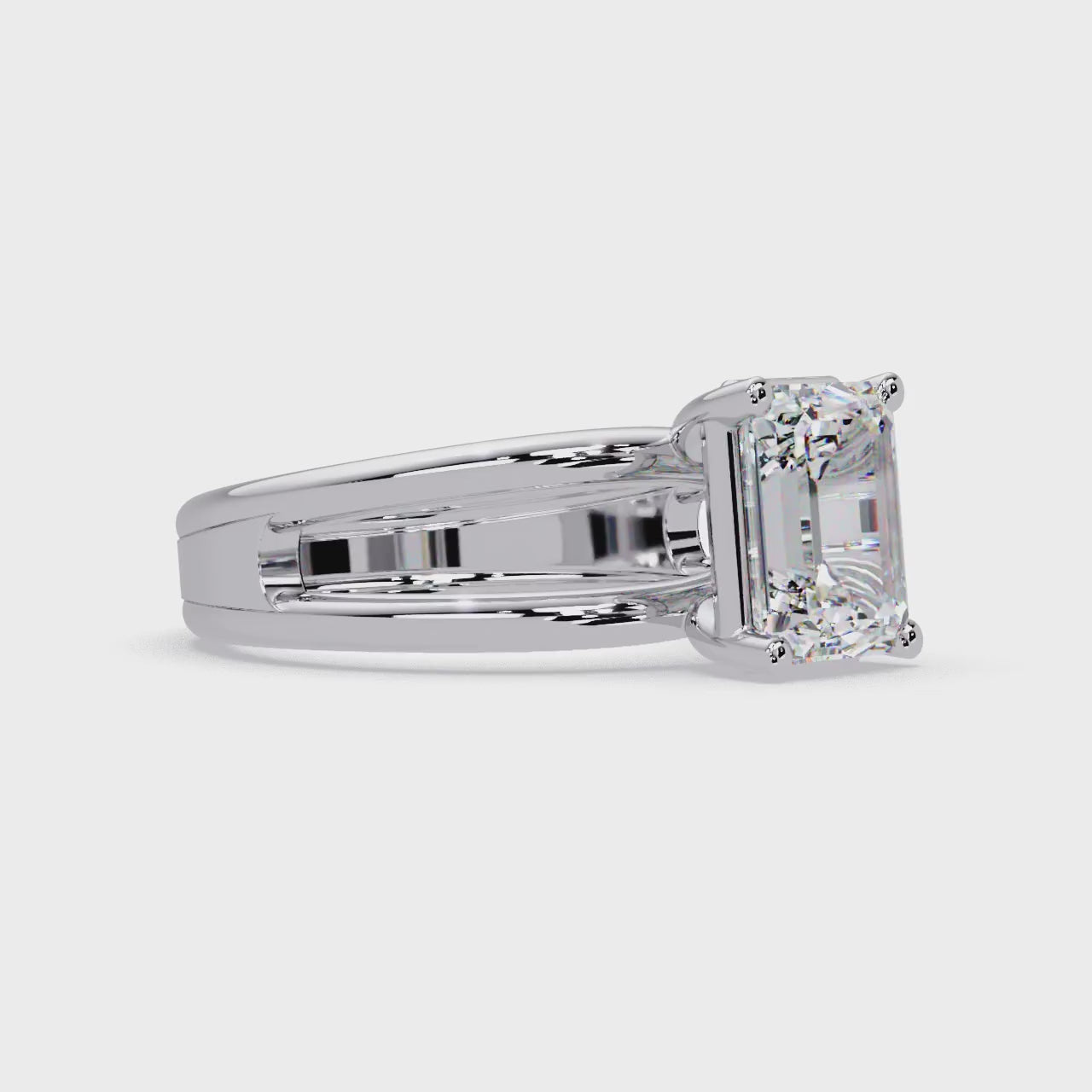 Exquisite East-West Emerald Cut Diamond Ring