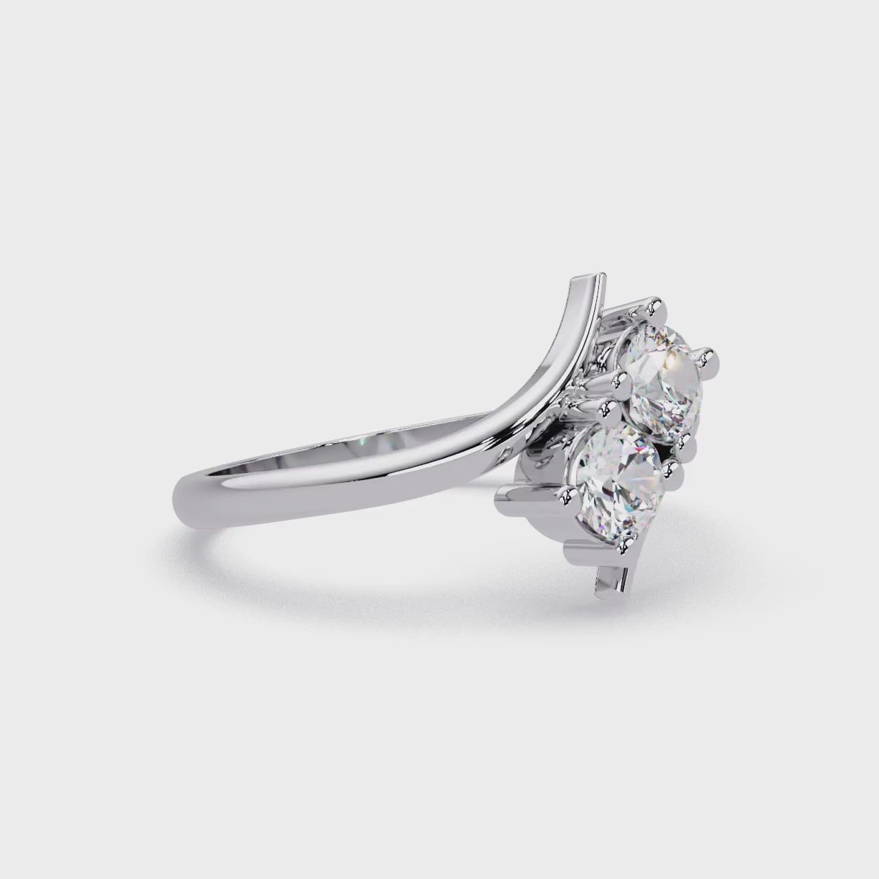 Elegant Dual Round Diamond Bypass Engagement Ring