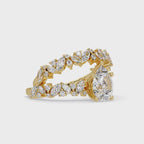 Nature-Inspired Pear Diamond Engagement Ring with Marquise & Round Accent Stones