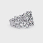 Round Cut Diamond Multi Row Statement Ring