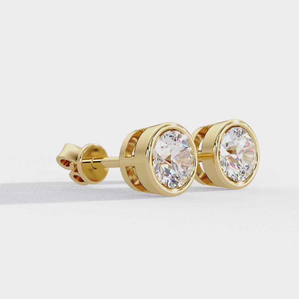 Classic Bezel Set Round Cut Stud Earrings