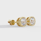 Classic Bezel Set Round Cut Stud Earrings