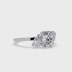 Oval & Pear Three Stone Diamond Engagement Ring