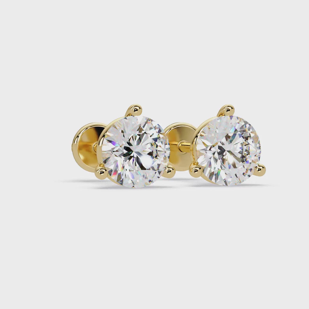 Round Brilliant Solitaire Diamond Stud Earrings – Screw Back | 2.57 CTW | ERCAD-002