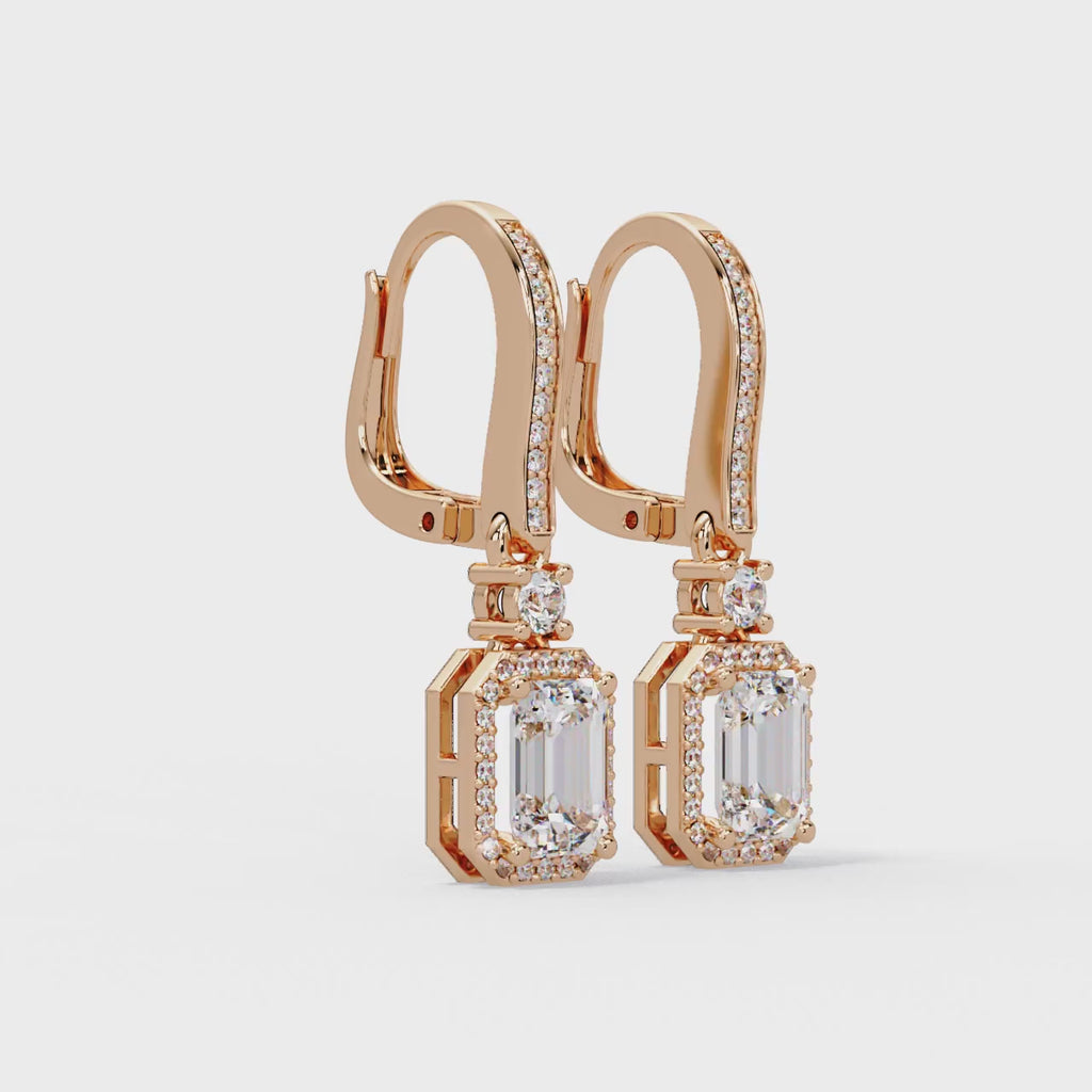 Pavé Diamond Hoop Earrings with Dangling Diamond Drops