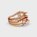 Three Stone Diamond Bypass Ring