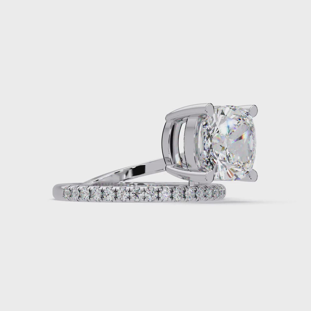 Cushion Square & Round Cut Diamond Bypass Engagement Ring