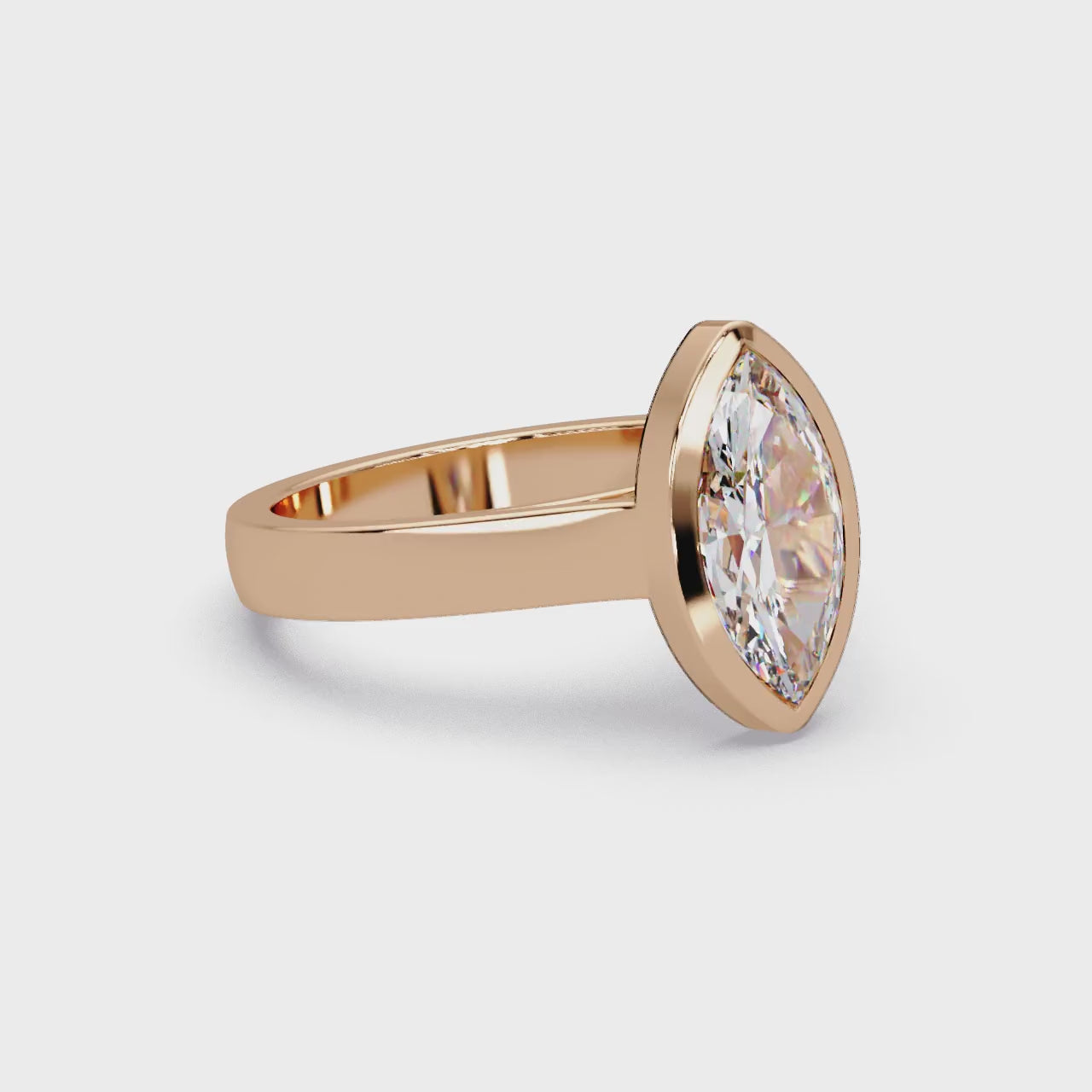 Modern Bezel Set Marquise Cut Diamond Rin