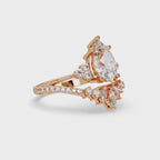 Pear Cut Floral Diamond Engagement Ring