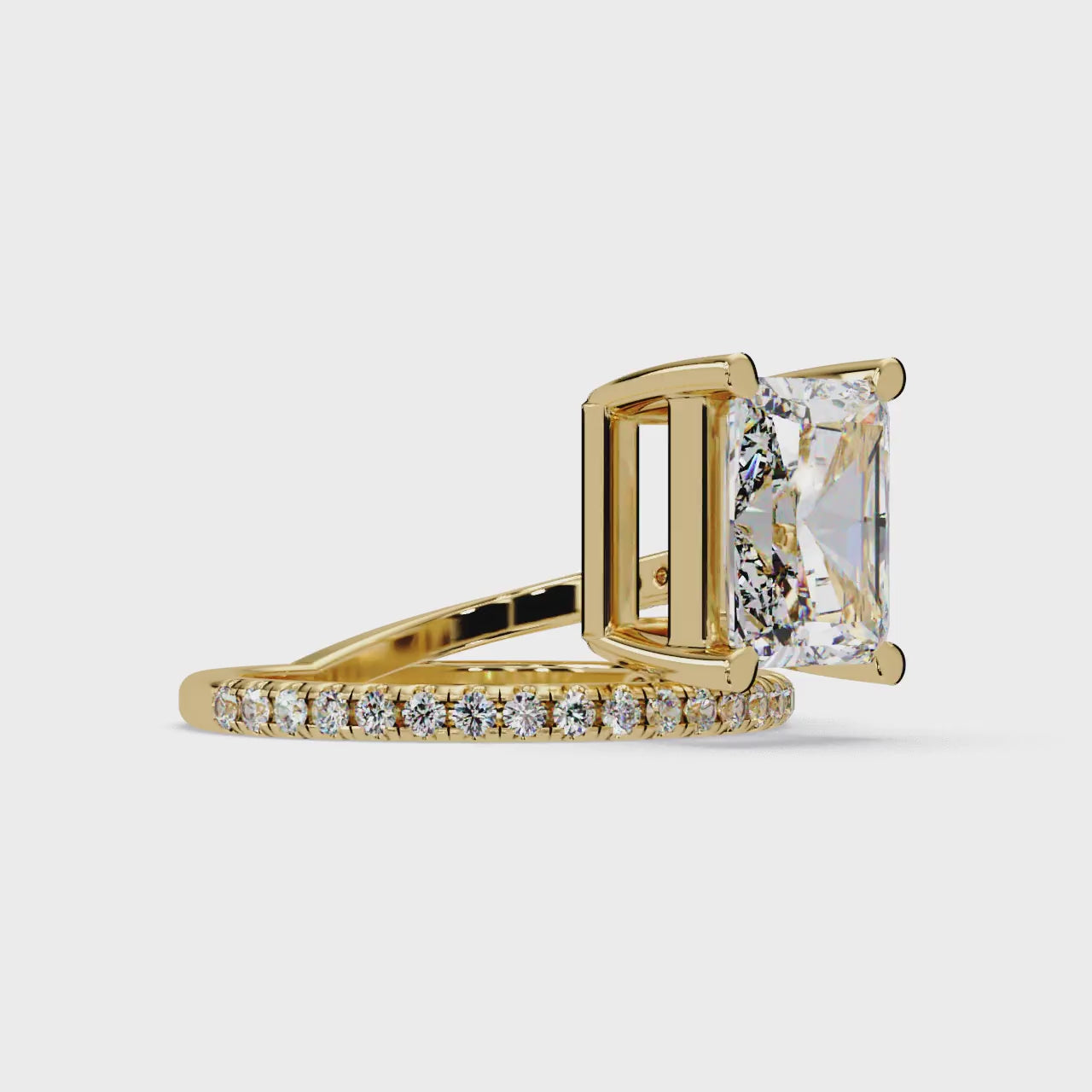 Radiant Cut Diamond Split Shank Engagement Ring