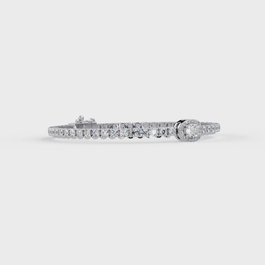 Oval Halo Diamond Tennis Bracelet
