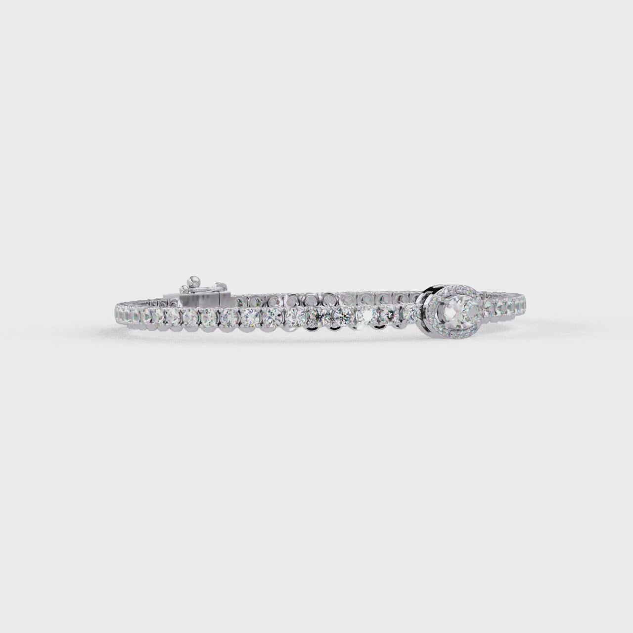 Oval Halo Diamond Tennis Bracelet