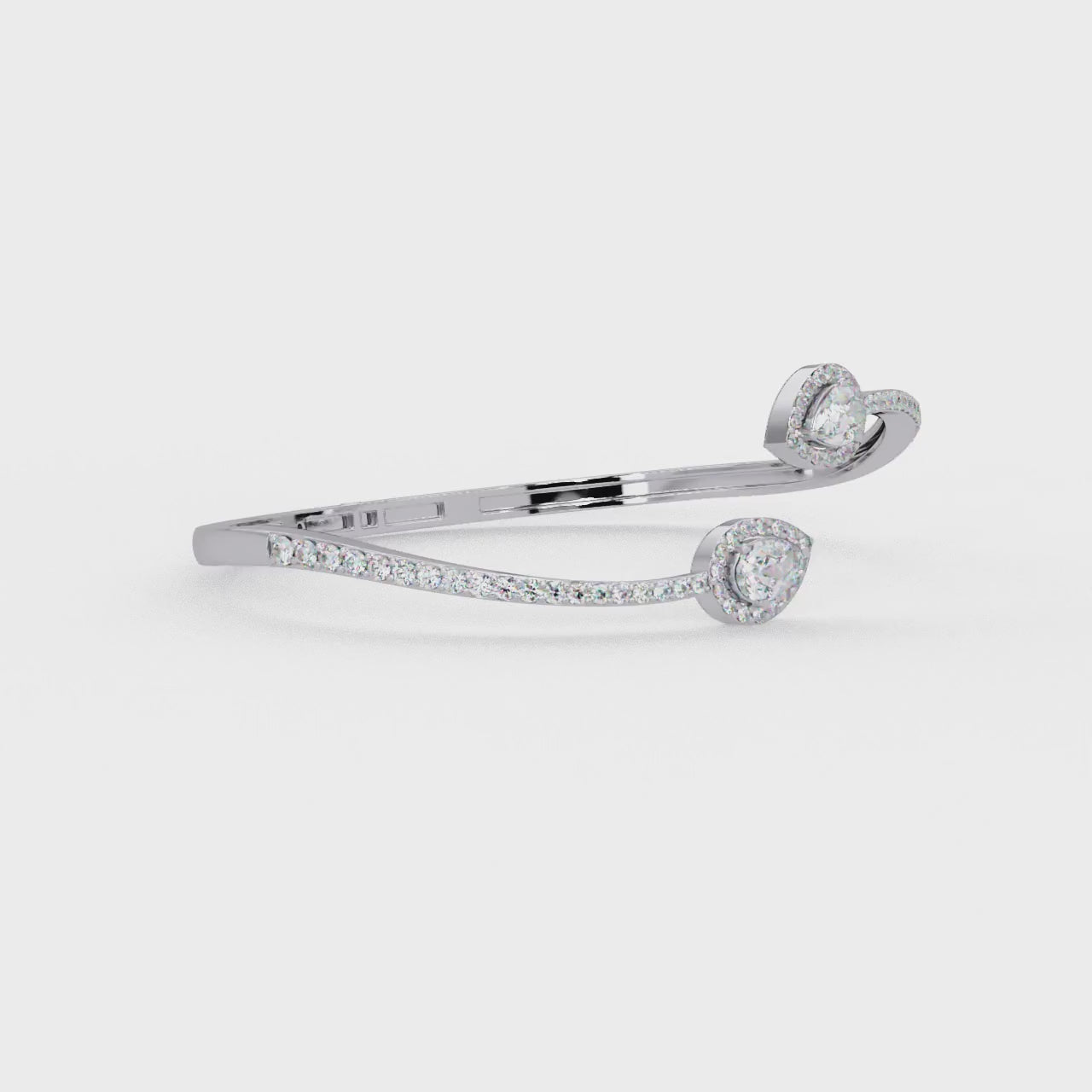 Pear Halo Diamond Open Cuff Bracelet