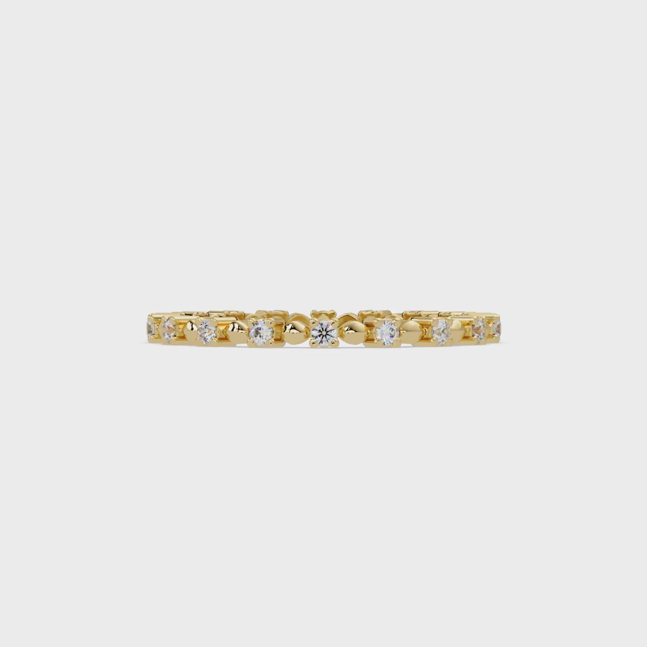 Round Cut Diamond Alternating Bead and Bar Eternity Ring