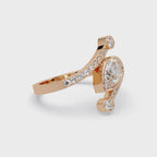 Modern Bezel Set Pear Diamond Bypass Engagement Ring