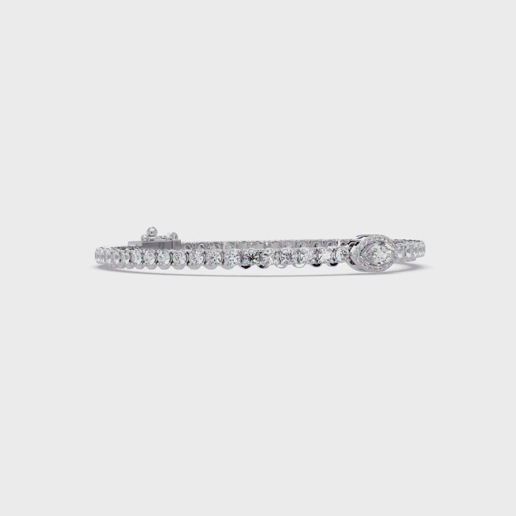 Marquise Halo Diamond Tennis Bracelet