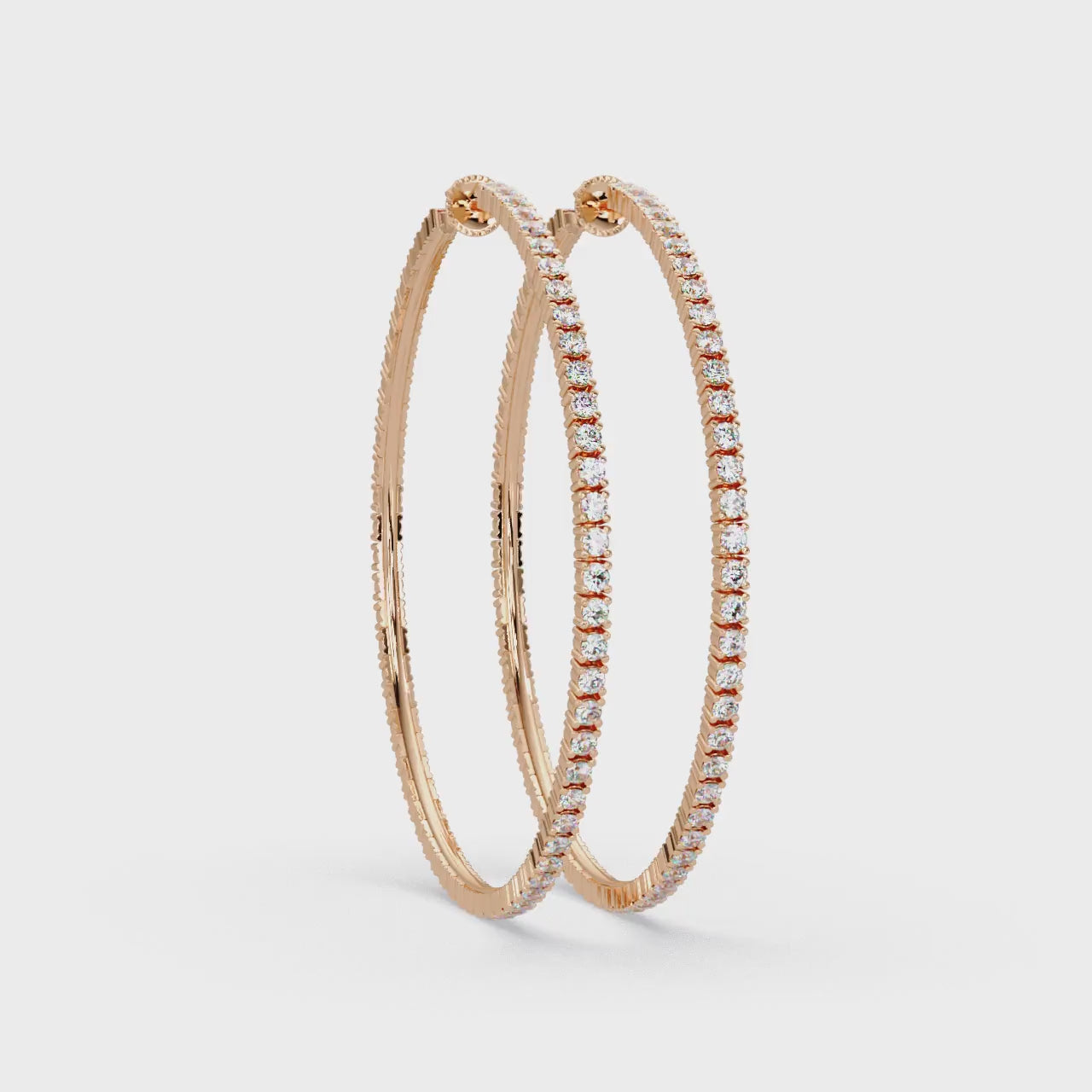 Classic Inside-Out Round Diamond Hoop Earrings