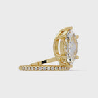 Marquise & Round Cut Diamond Bypass Engagement Ring