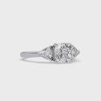 Oval & Pear Three Stone Diamond Engagement Ring