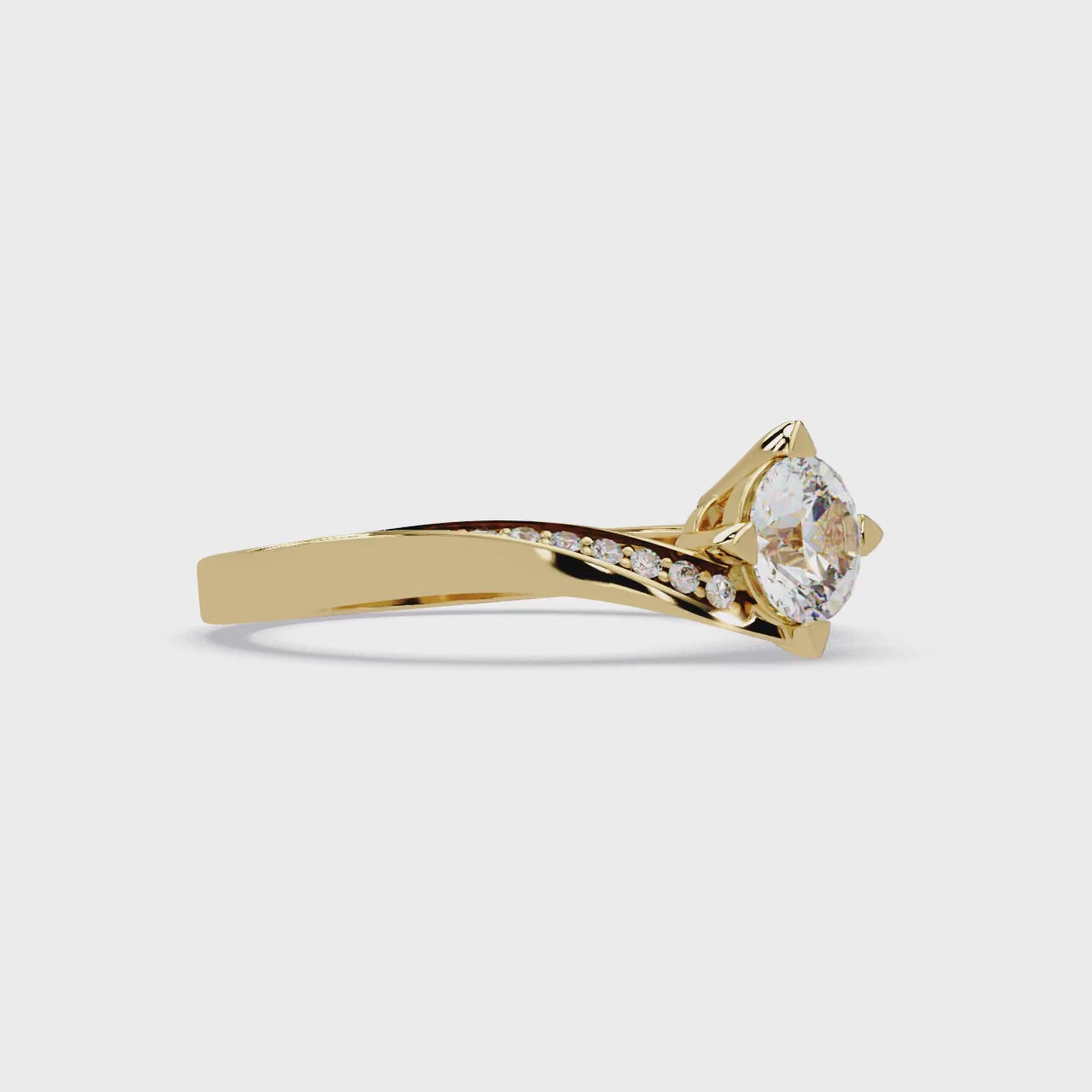 Round Cut Diamond Bypass Engagement Ring