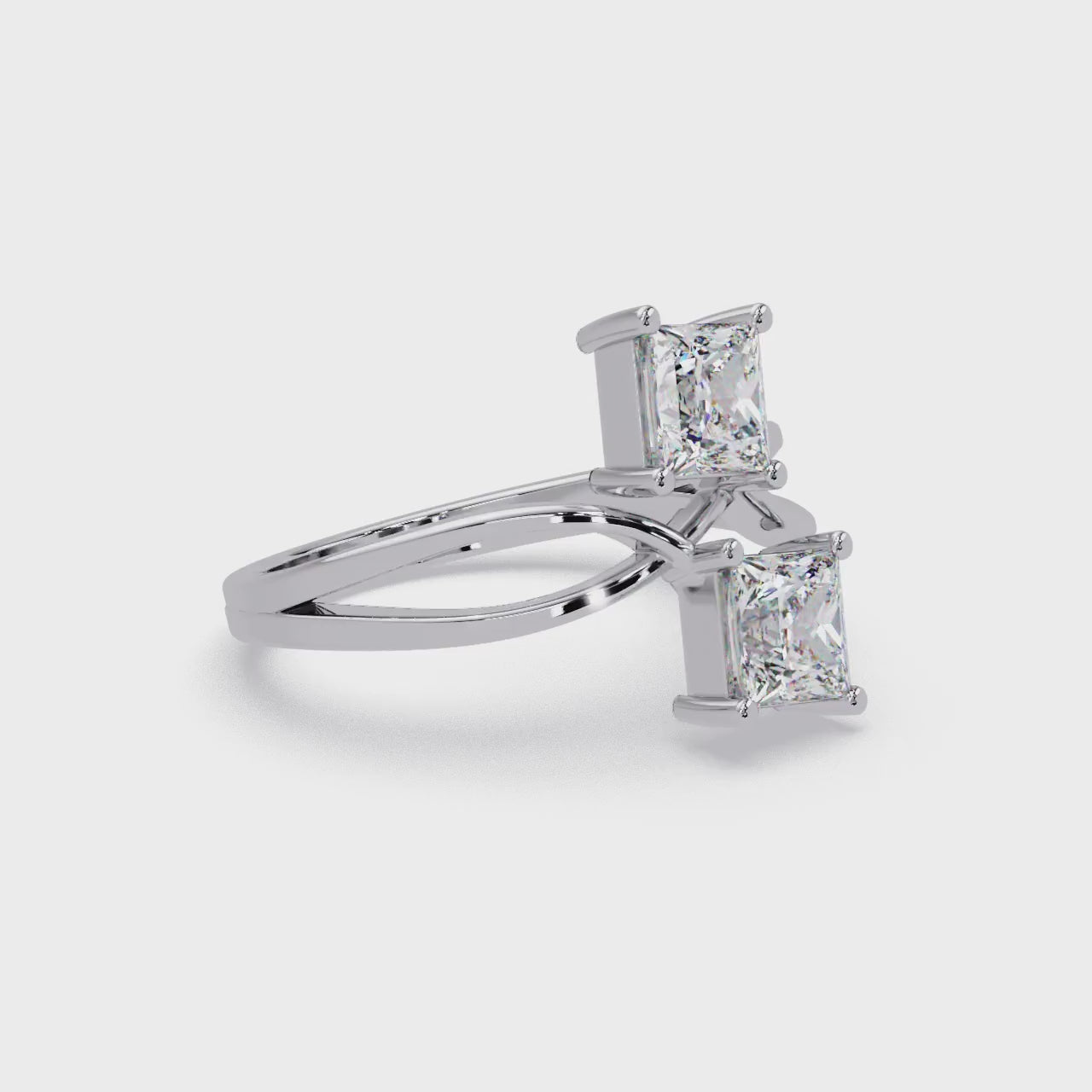 Princess Cut Diamond Open Twist Ring